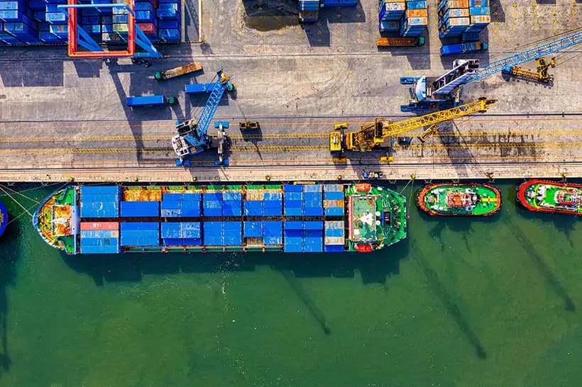 Container ship at Law Base port