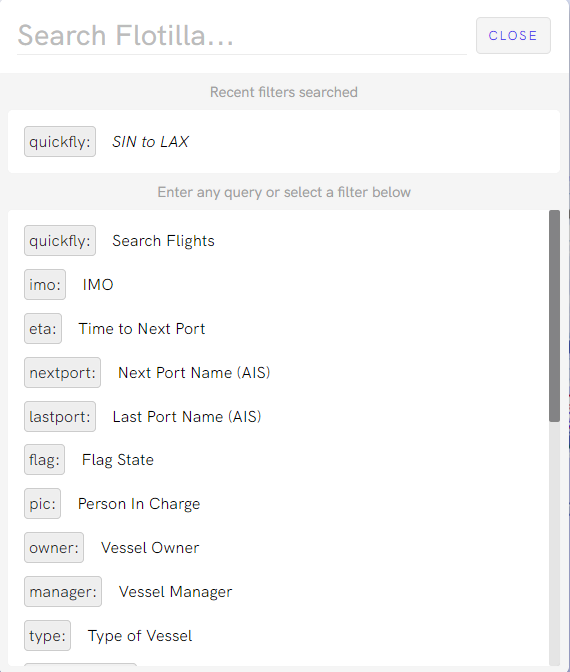 Greywing search interface showing fleet and expense insights
