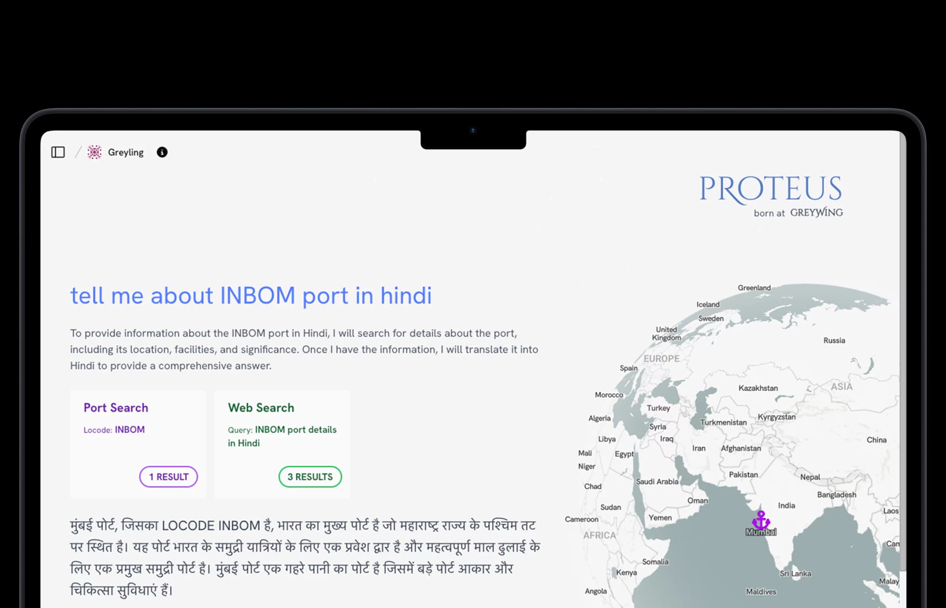 Proteus answering maritime questions in multiple languages