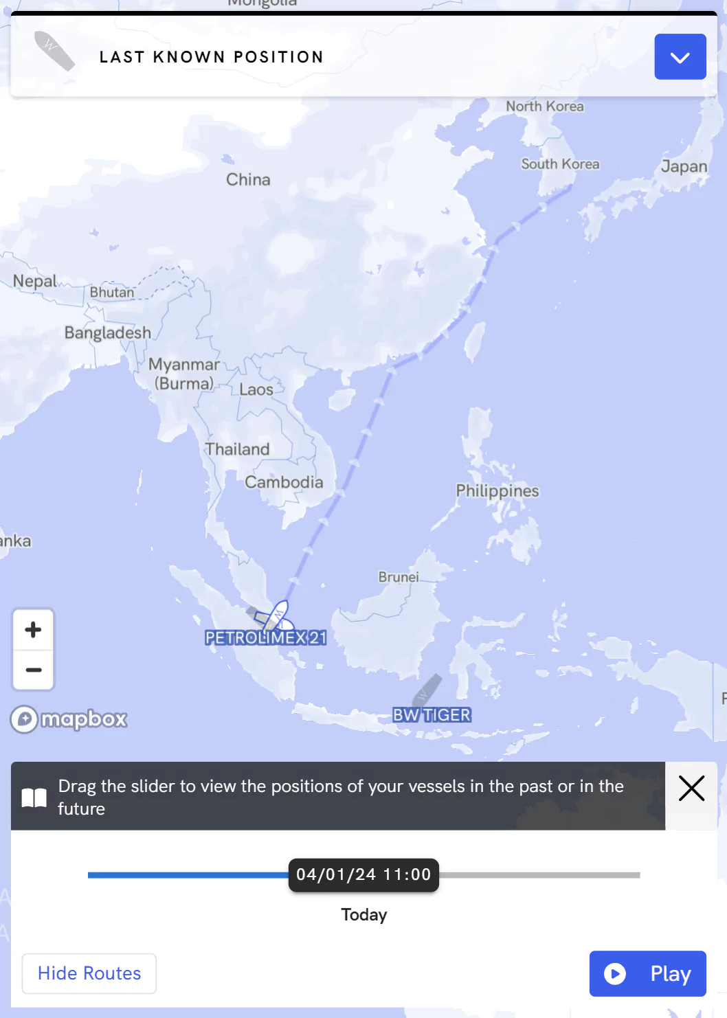 Live vessel tracking view on Greywing's interactive map